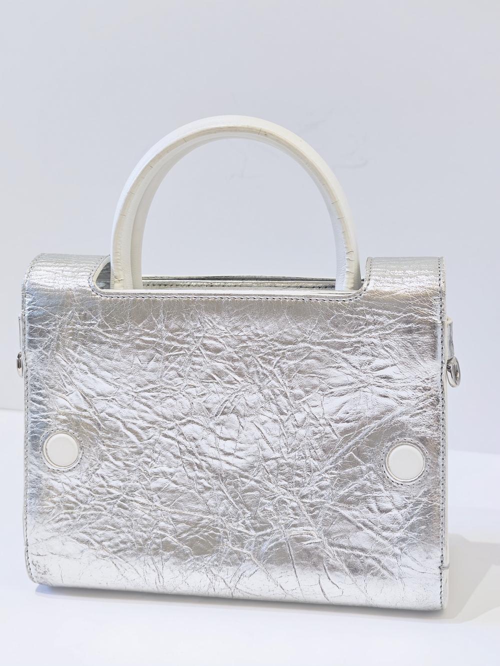 Christian Dior Silver Crinkle Leather Mini Diorever Bag - Picture 2 of 12